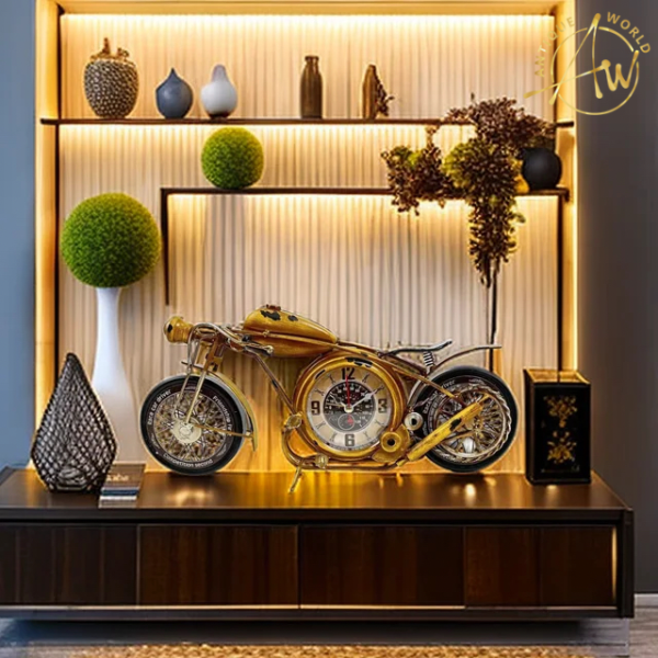 Retro Metal Motorcycle Table Clock