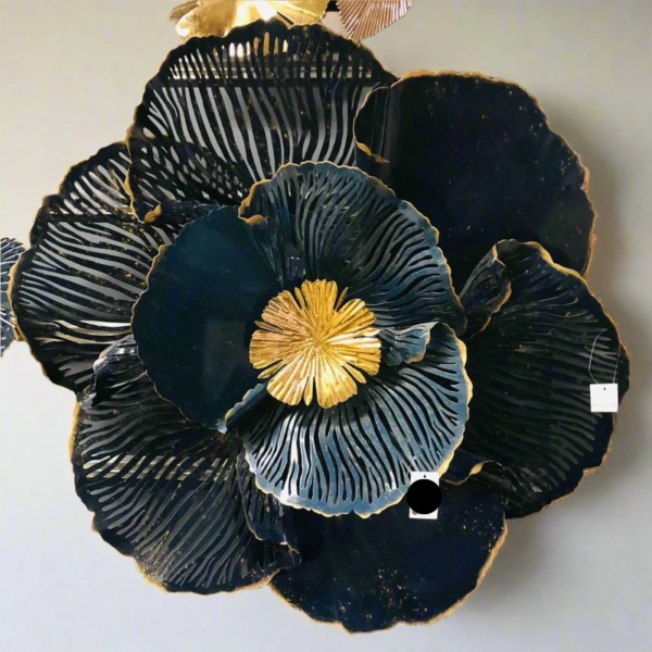 Black Flower Design Metal Wall Frame