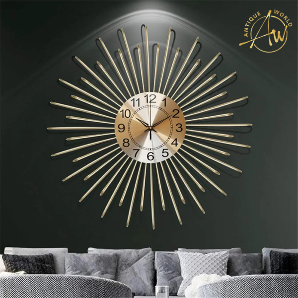 Geometric Stripes Gold Wall Clock