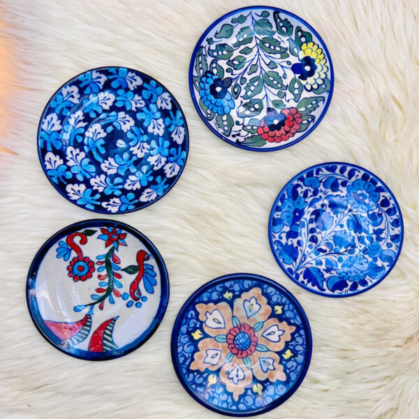 Handmade Blue Pottery Tray ( Set of 5pc )