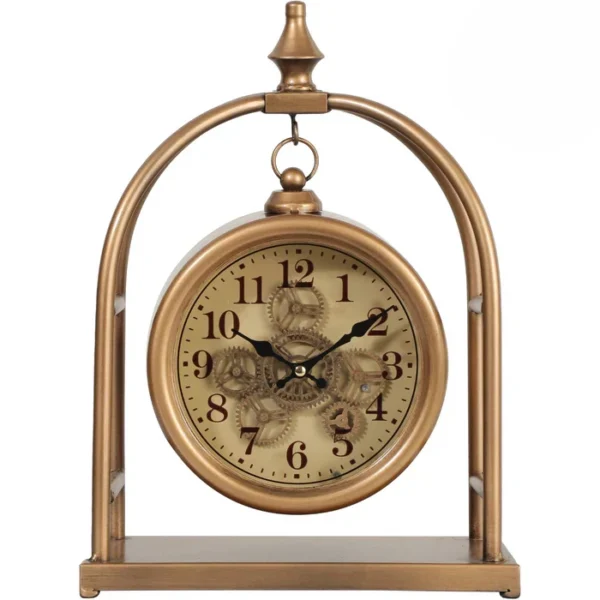 Exposed Gear Gold Table Clock