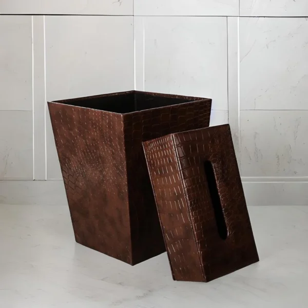 Leather Basket Tissue Box Set
