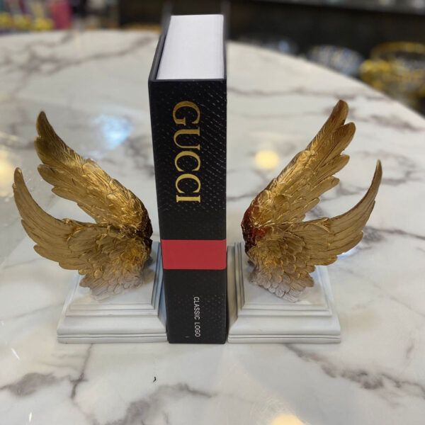 1 Pair Wings Bookend Golden&white
